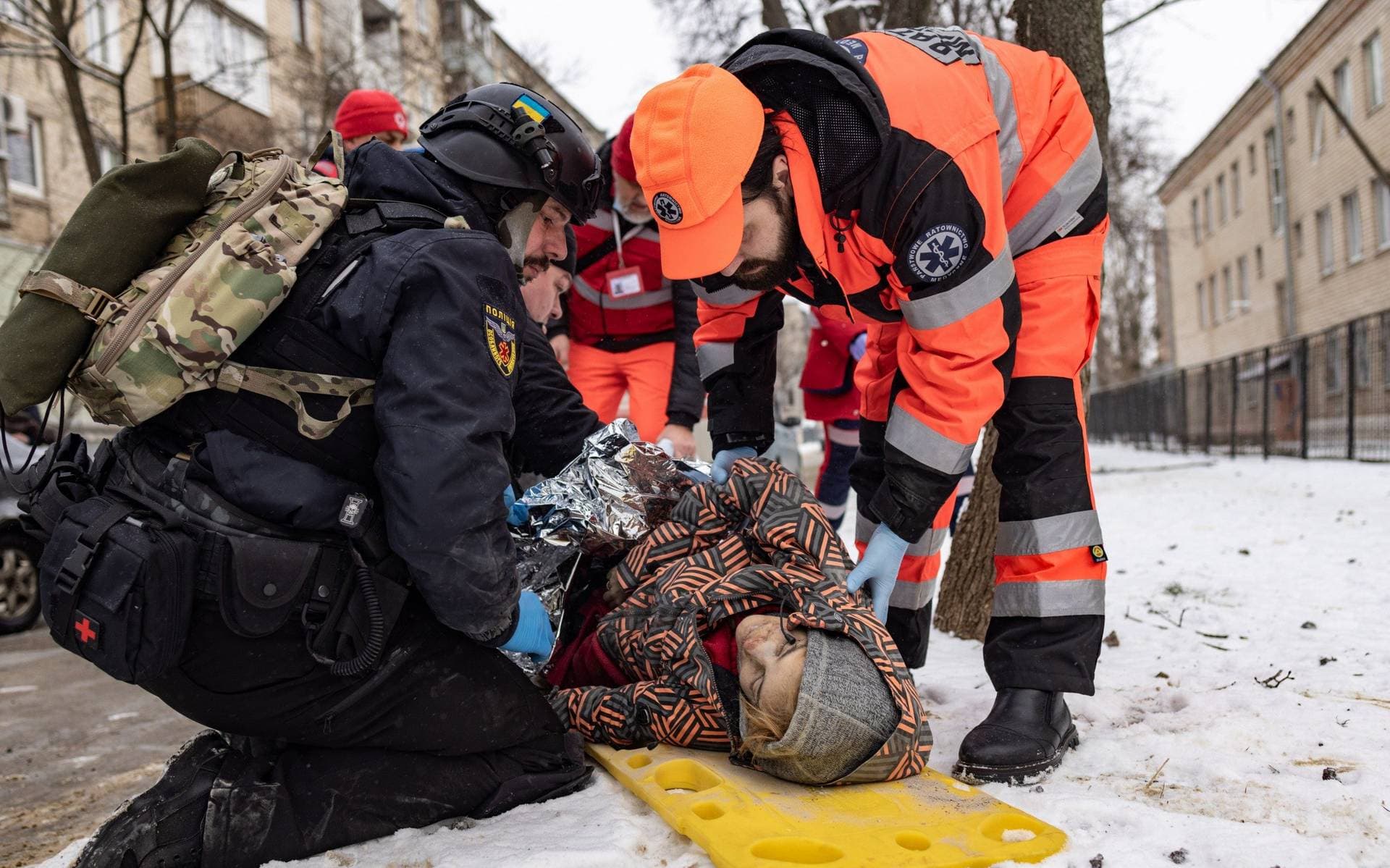 Rescue workers sifted through the rubble for survivors in Kharkiv