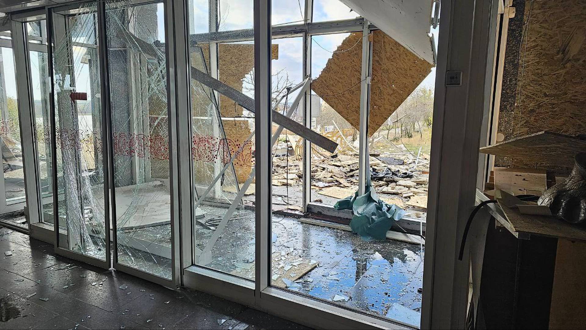 The local library building in Kherson was severely damaged