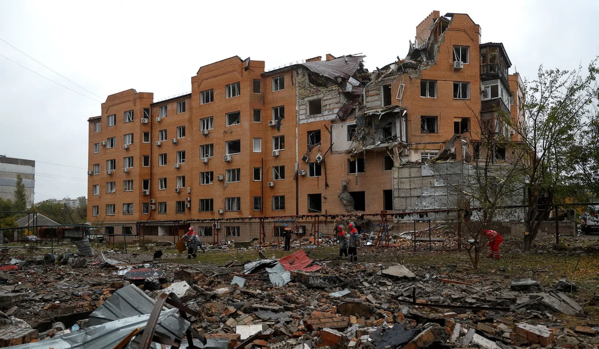 A residential building heavily damaged by a Russian missile attack in Mykolaiv