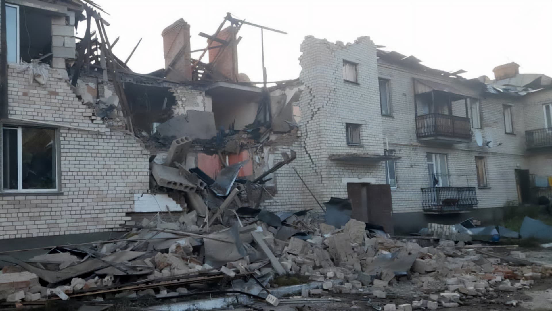 Russian troops hit a multi-apartment two-story building in the center of the village of Chaikyne