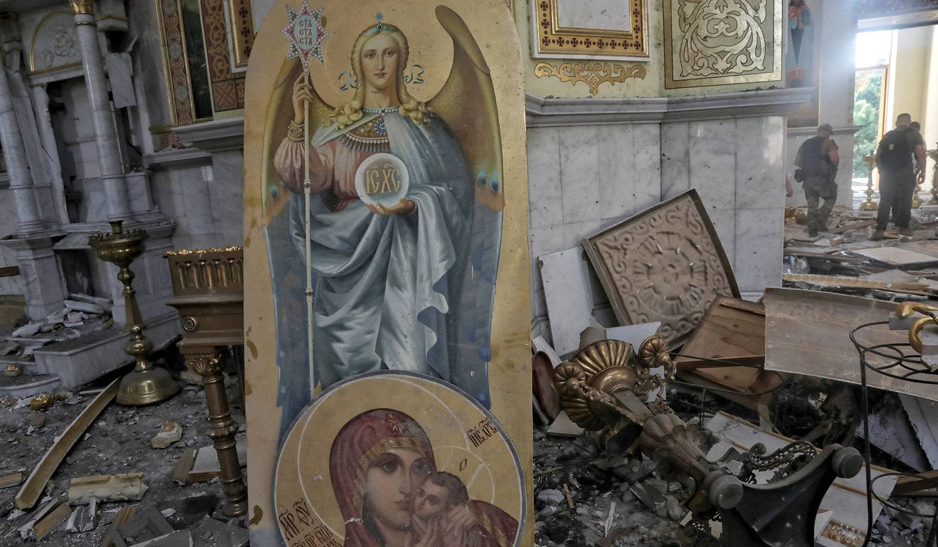 Interior of the Transfiguration Cathedral, damaged during a Russian missile strike in Odesa