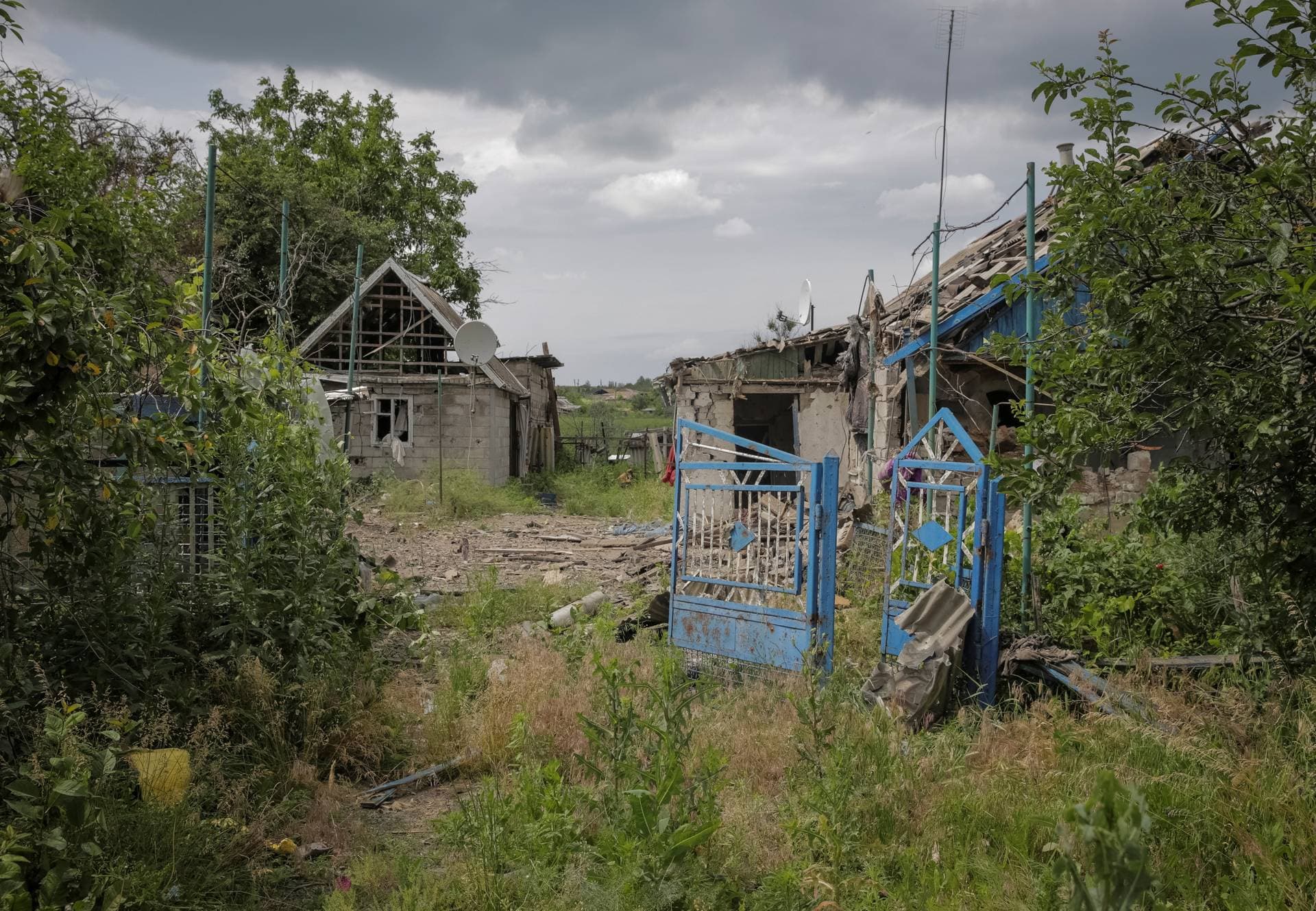 A view shows the newly liberated village Storozheve