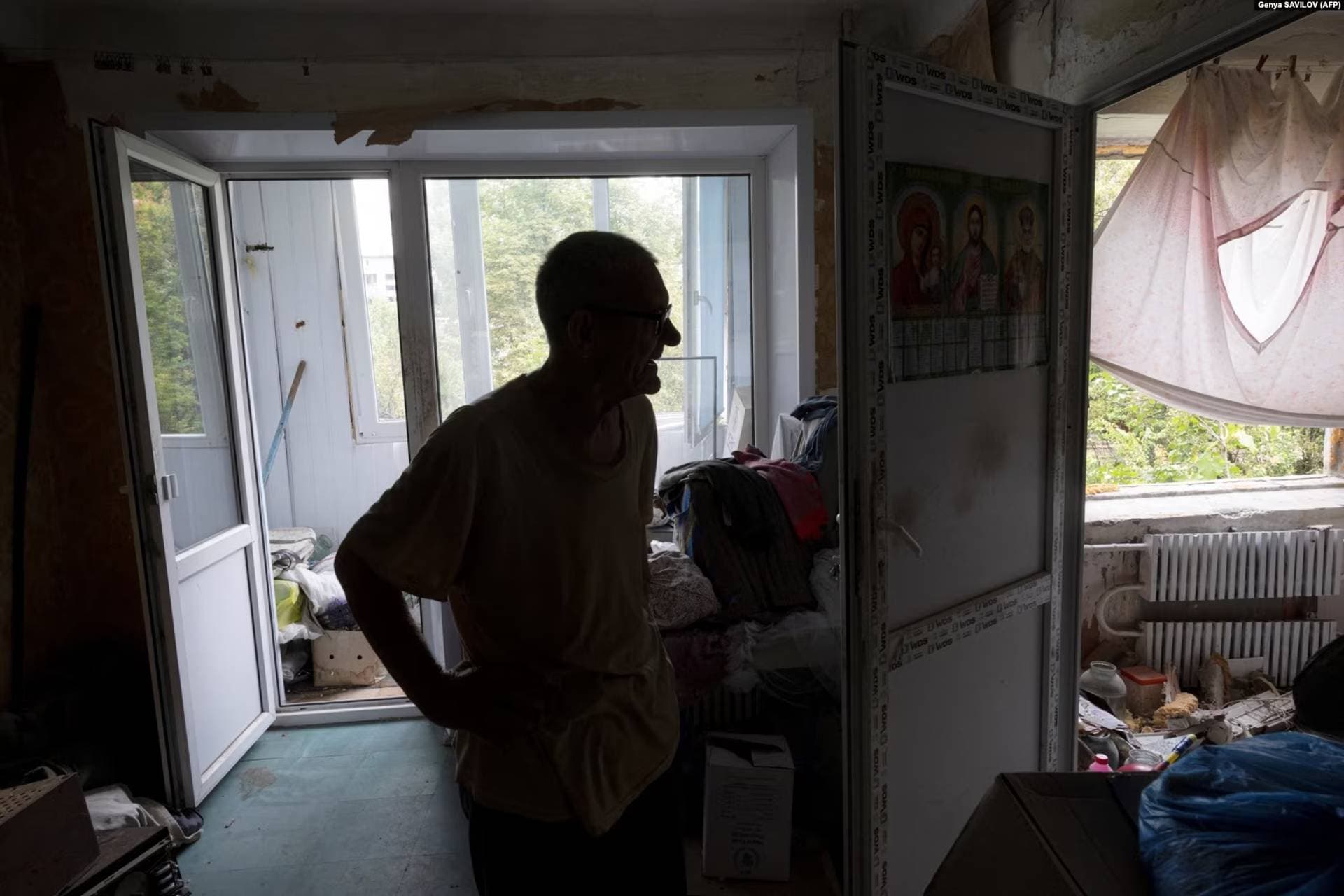 Local resident is living in his shattered apartment without windows