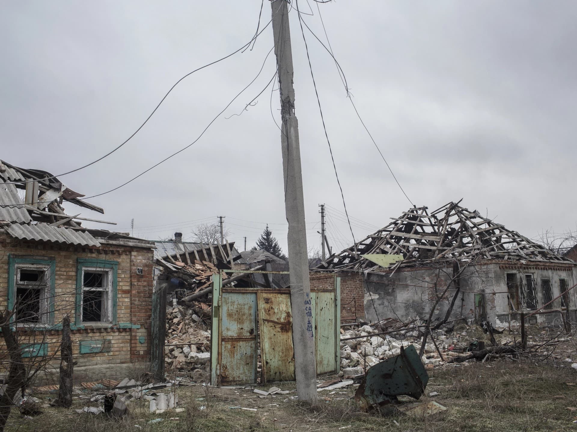 Damaged buildings are seen as the Russia-Ukraine war continues during winter in Bakhmut