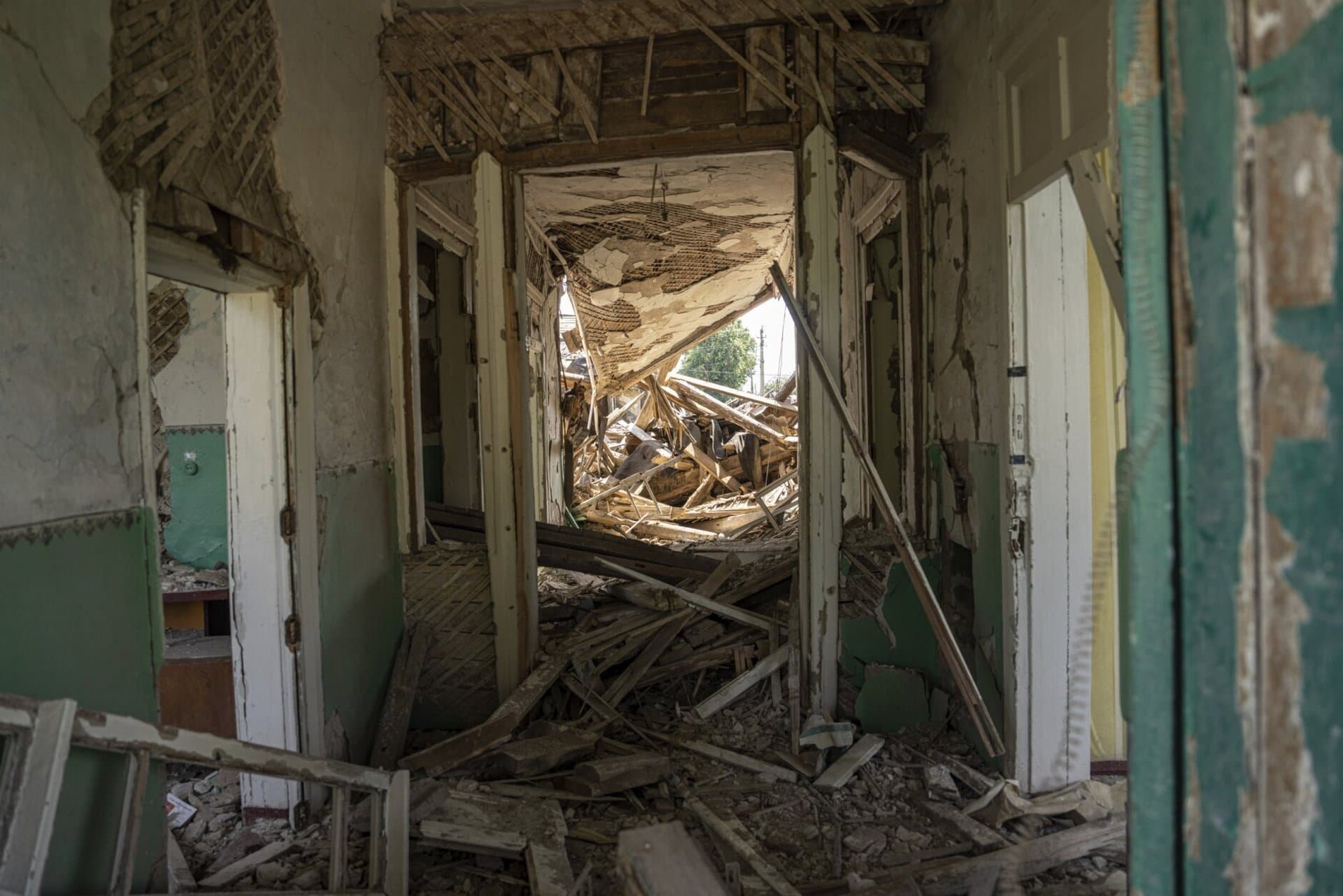 A view of the therapy department which was destroyed after a Russia attack on the hospital in Zolochiv