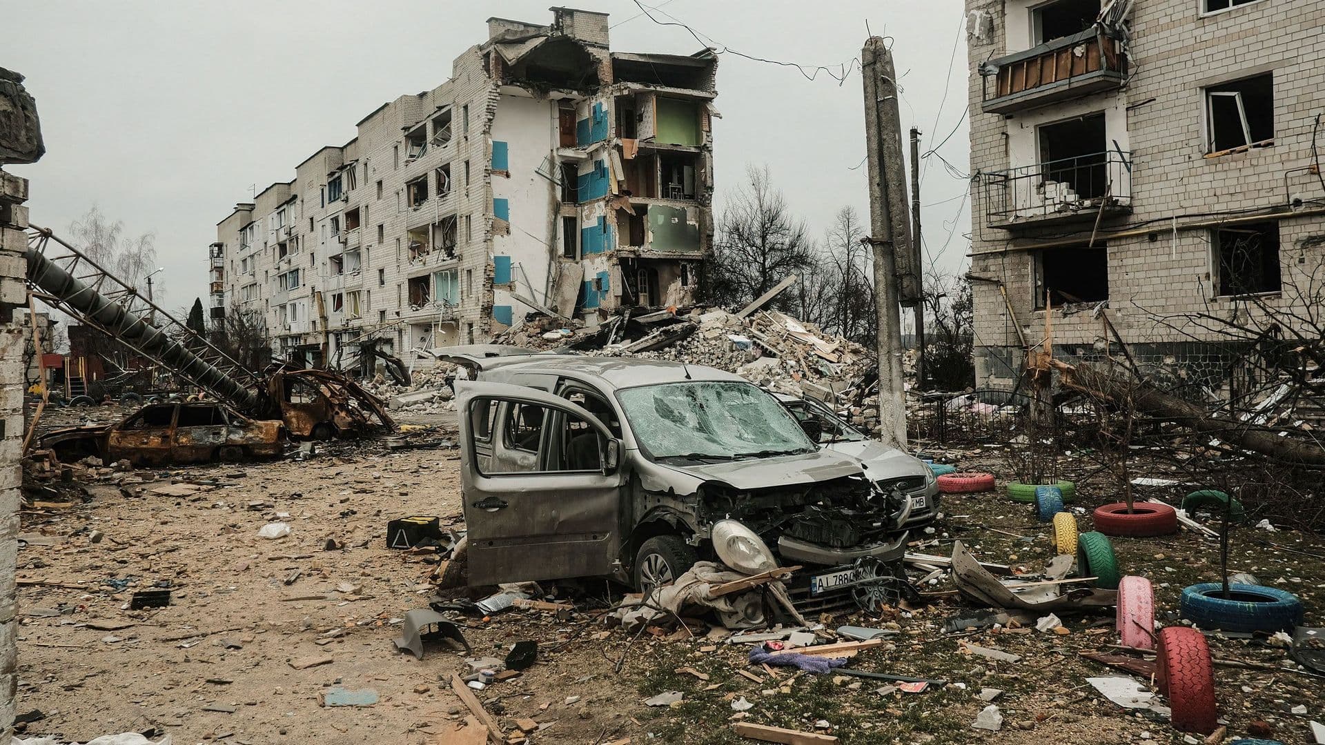 Destruction is seen in Borodianka on April 5