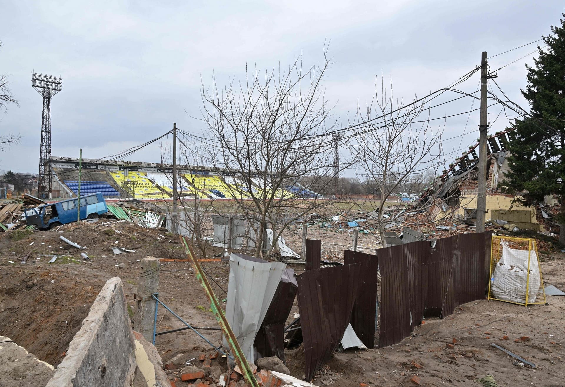 The Chernihiv stadium wrecked by Russian attacks