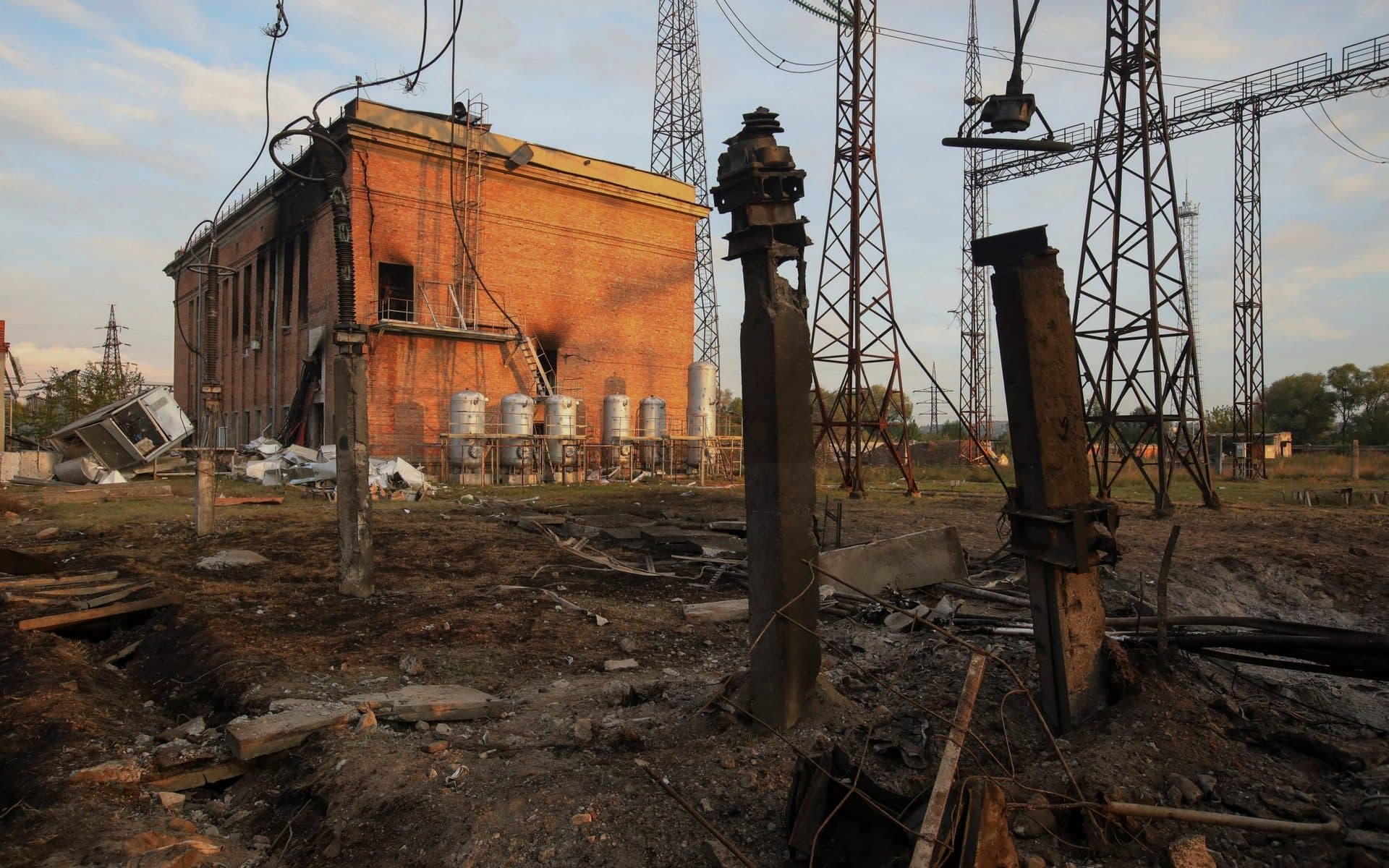Compound of a power substation heavily damaged by a recent Russian missile strike in Kharkiv