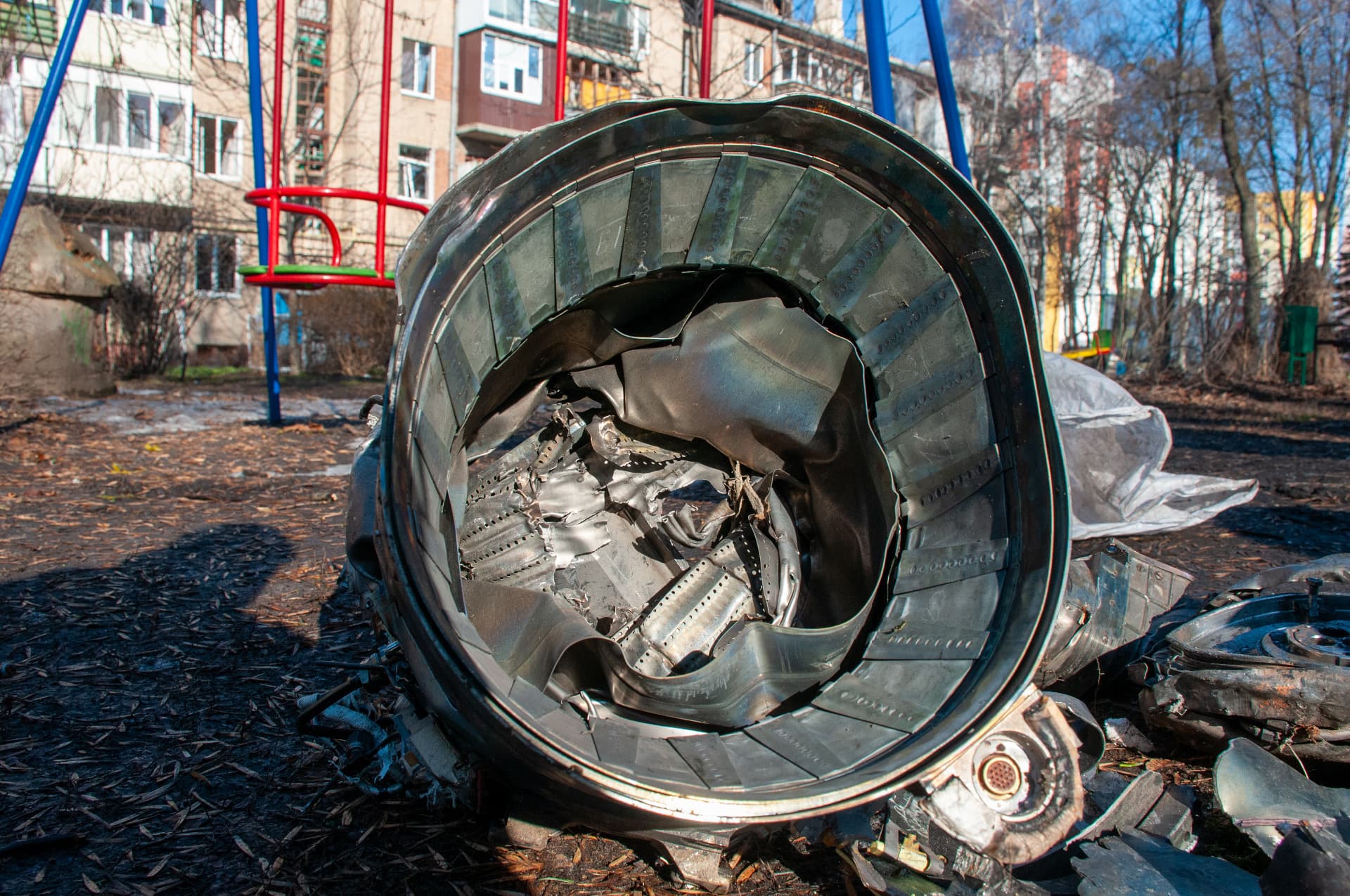  The wreckage of the rocket, on the playground