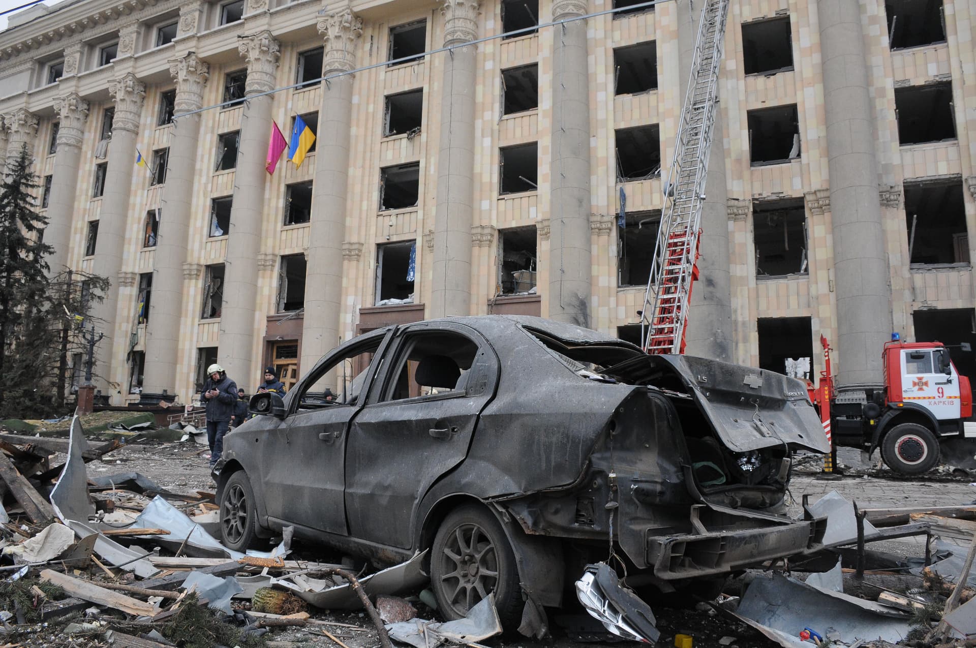 Kharkiv Regional State Administration after rocket attacks by Russian occupying military
