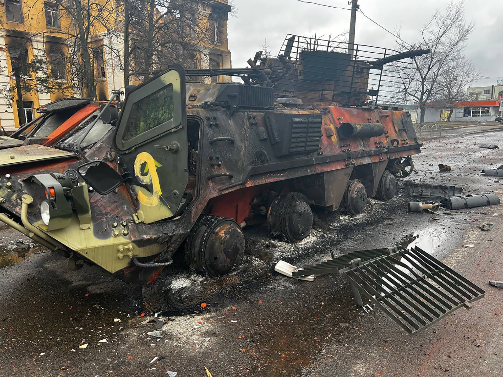 Destroyed tank on the streets of Kharkiv