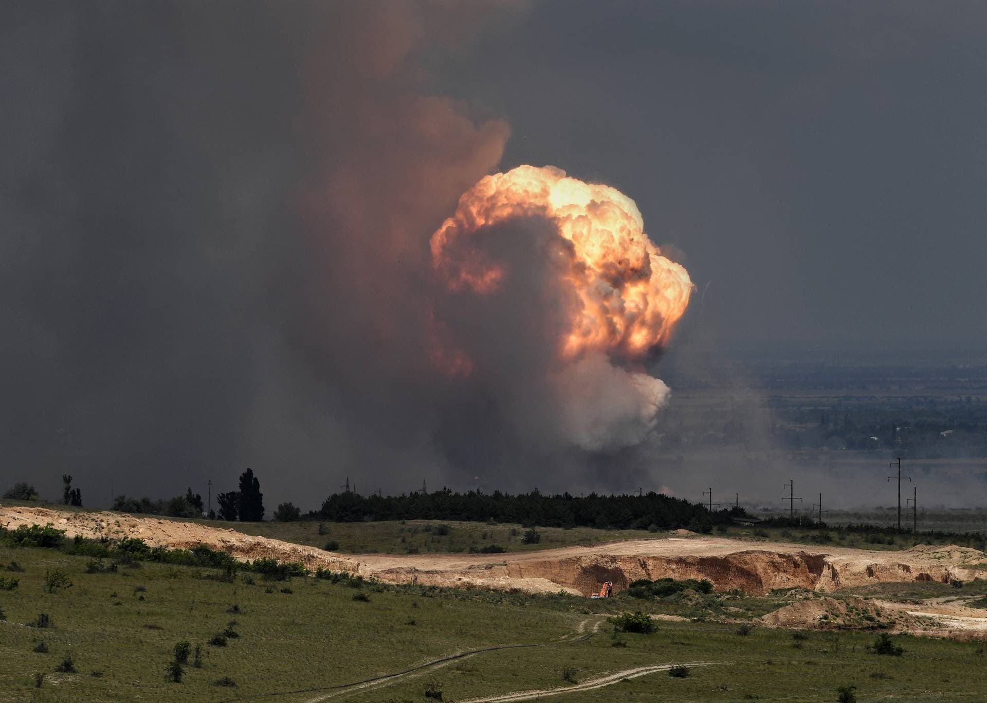 An explosion of ammunition at a military training field in Crimea, on July 19 2023