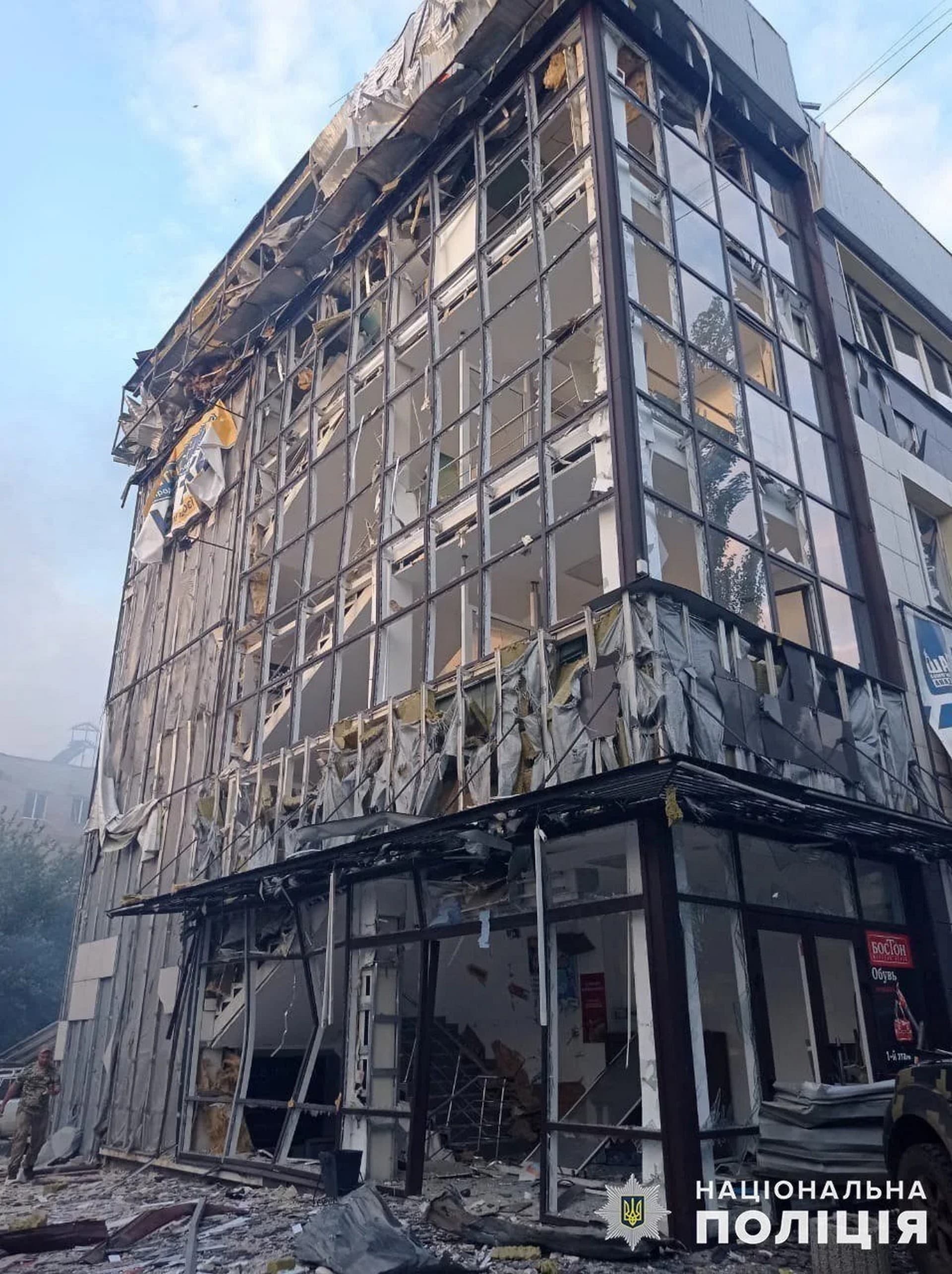 The building that was hit housed a well-known pizza restaurant