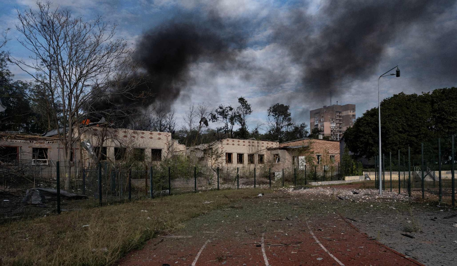 The site of a Russian military strike in the frontline city of Kramatorsk
