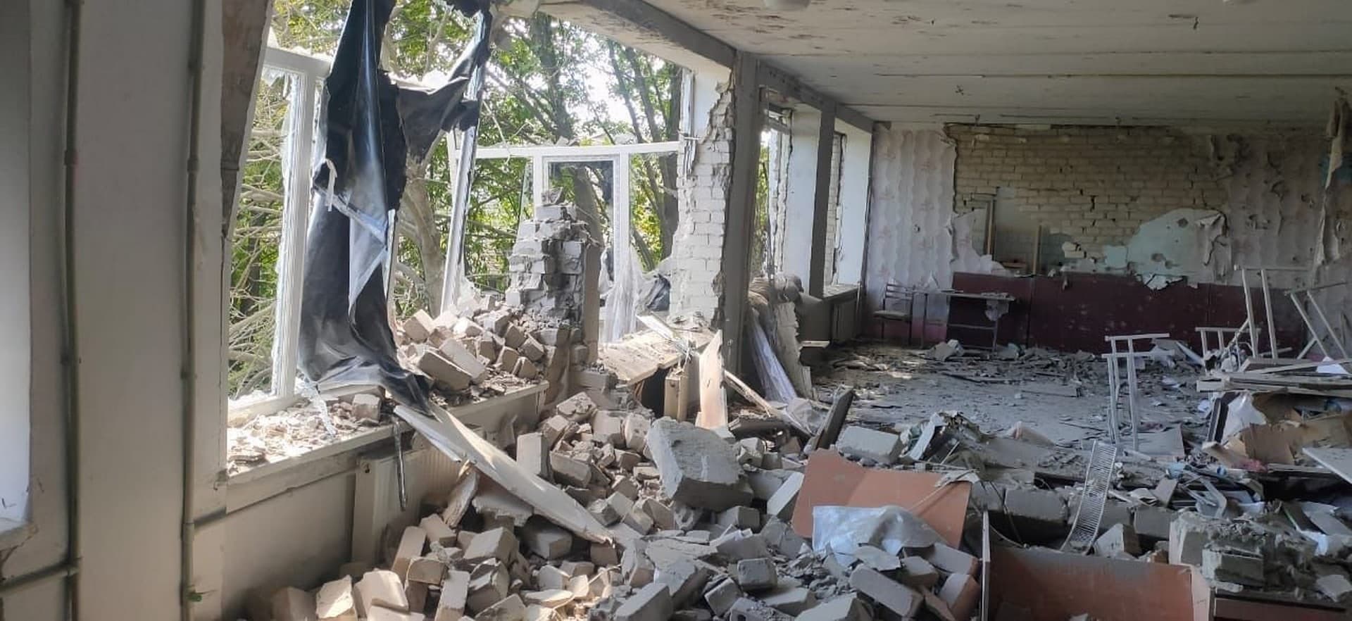 a destroyed lyceum in Dnipropetrovsk region