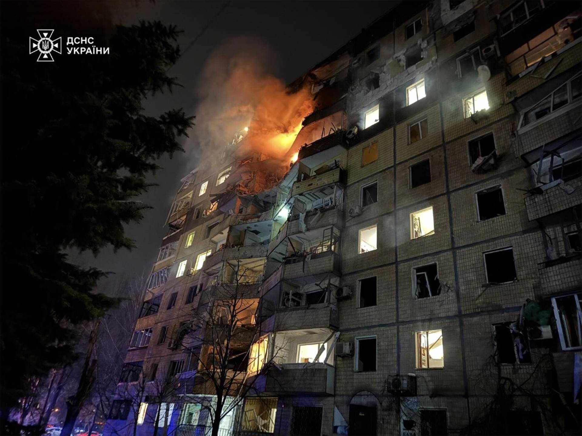 A Russian missile slammed into two apartment buildings in Kryviy Rih