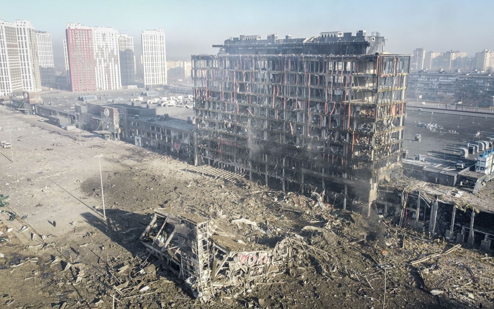 The Retroville shopping mall is seen in Kyiv after Russian shelling
