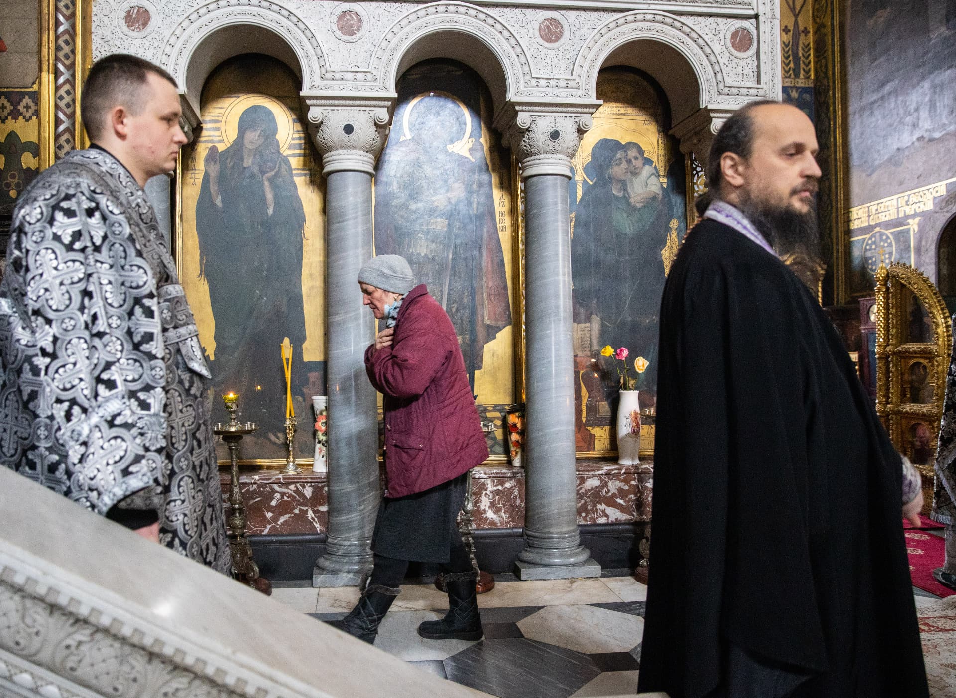 Divine service in the Vladimir Cathedral Patriarchal Cathedral, in Kyiv
