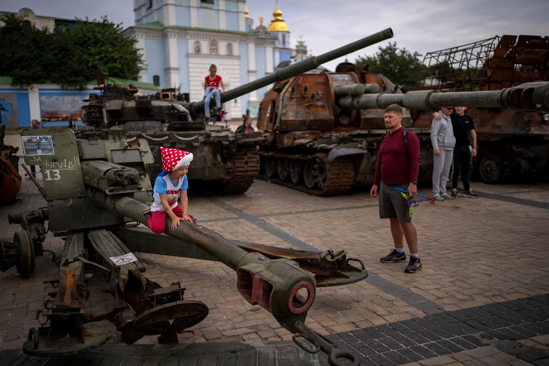 destroyed Russian military vehicles in Kyiv