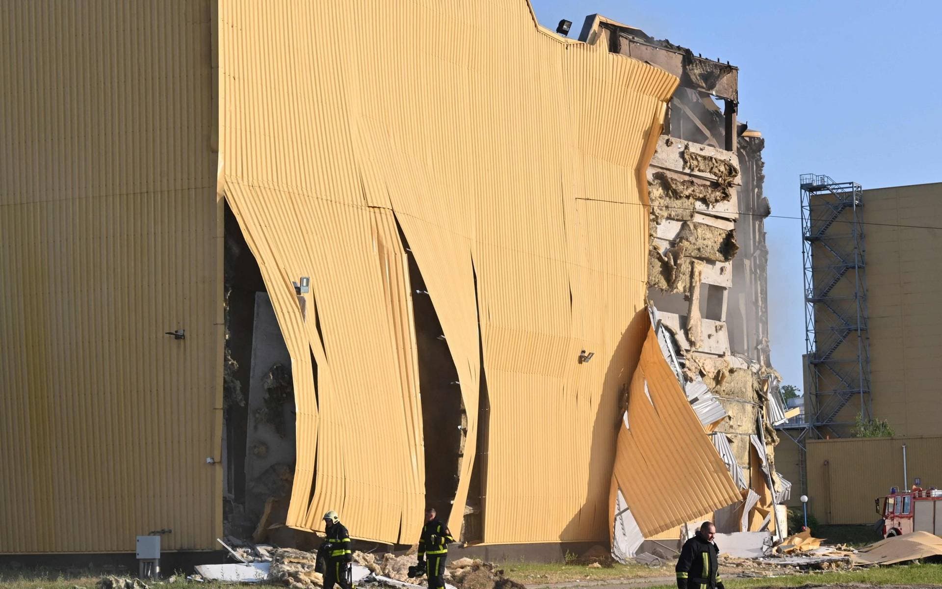 One of the buildings damaged in the drone attacks on Kyiv