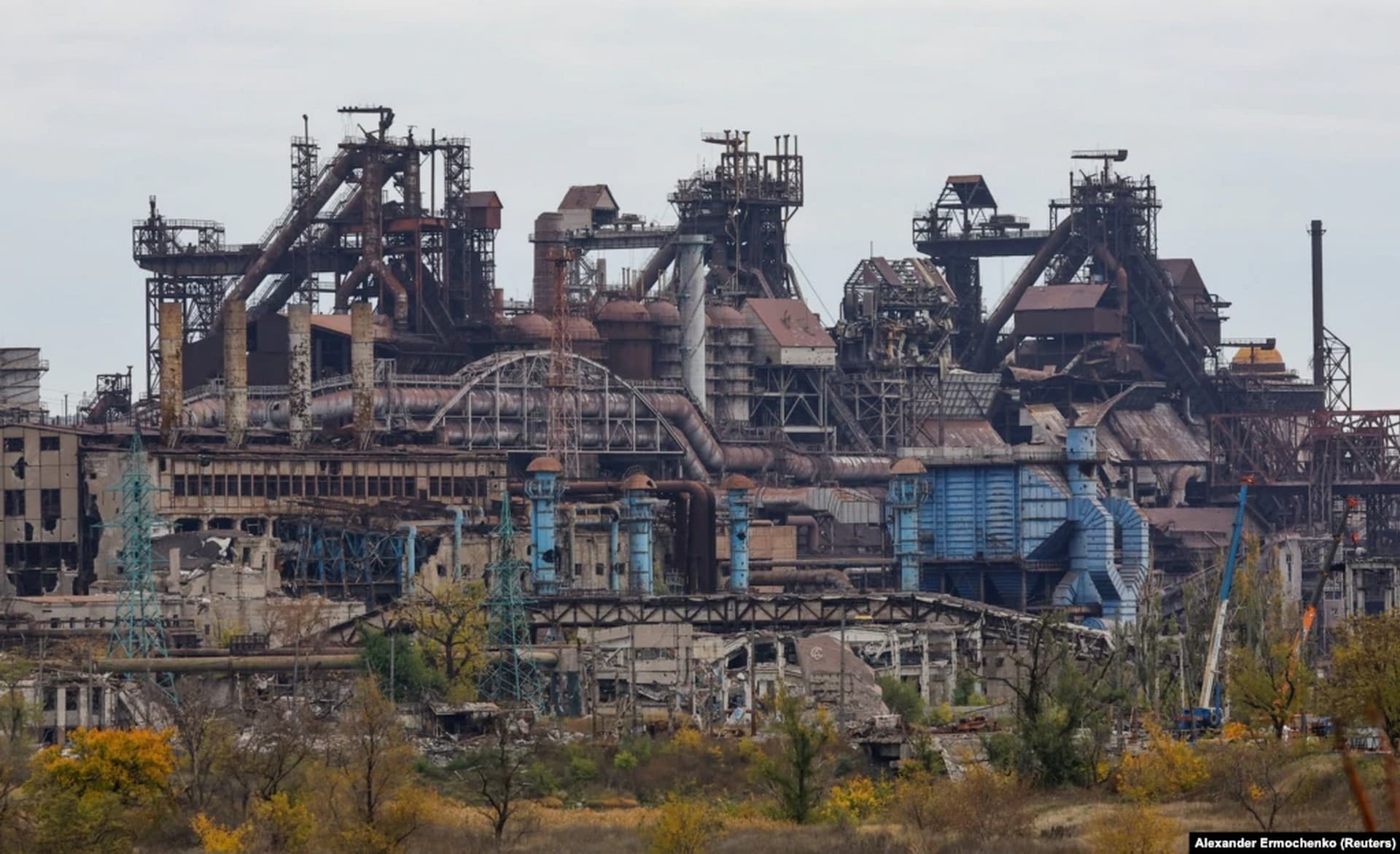 The heavily damaged Azovstal steel mill photographed on October 29