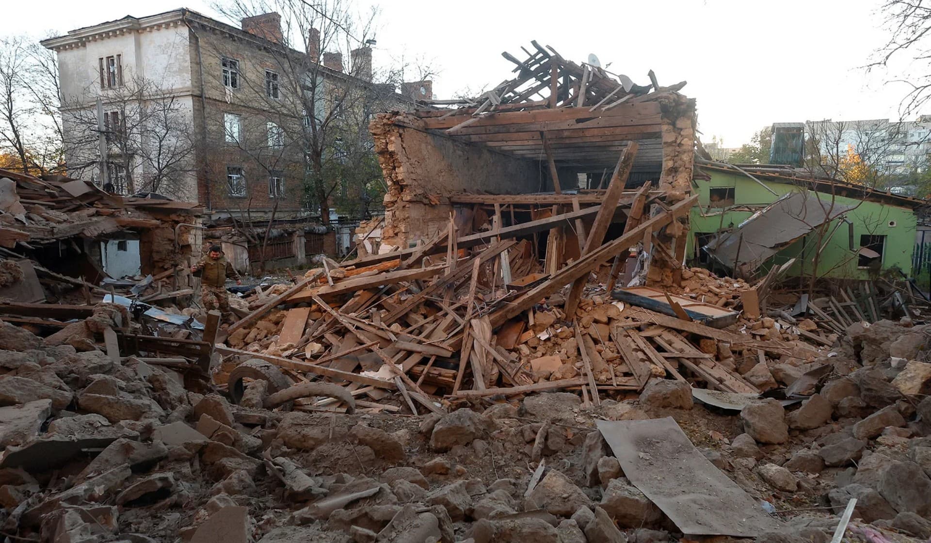 Debris of a residential house destroyed by a Russian missile attack in Mykolaiv