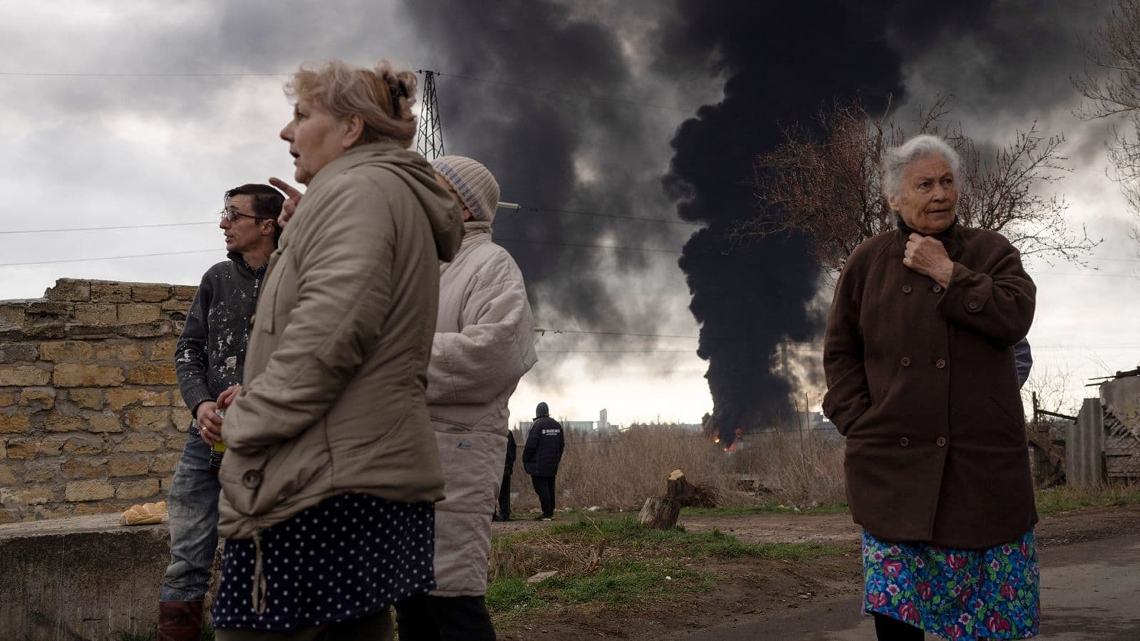 Smoke rises over Odesa after a strike on an oil refinery and fuel storage facilities