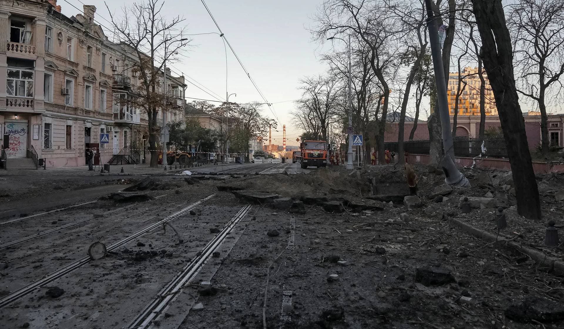 Site of a Russian missile strike in Odesa