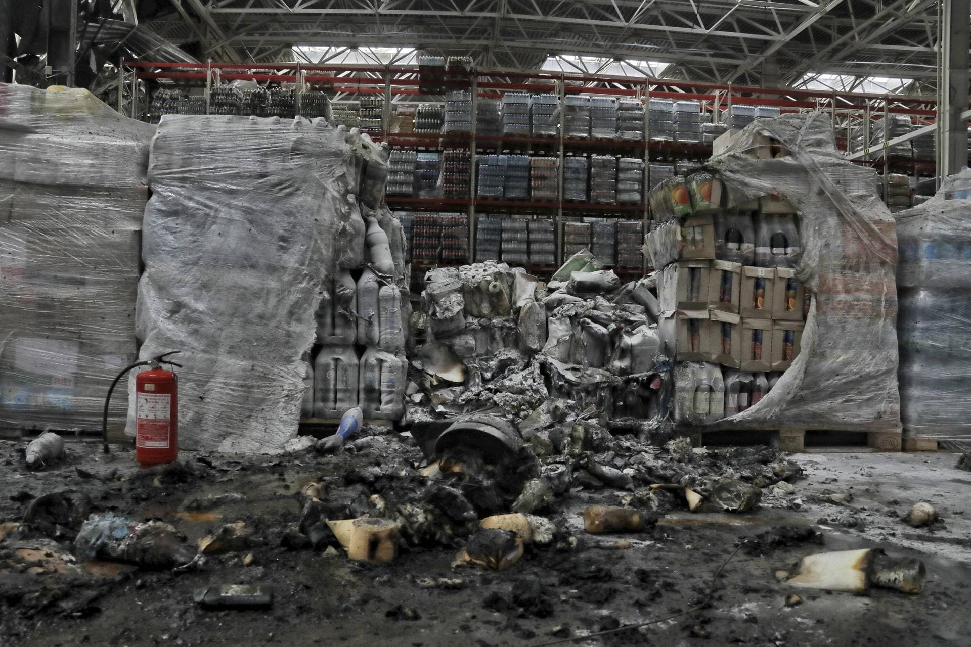 A storehouse is damaged after a nightly Russian rocket attack in Odesa