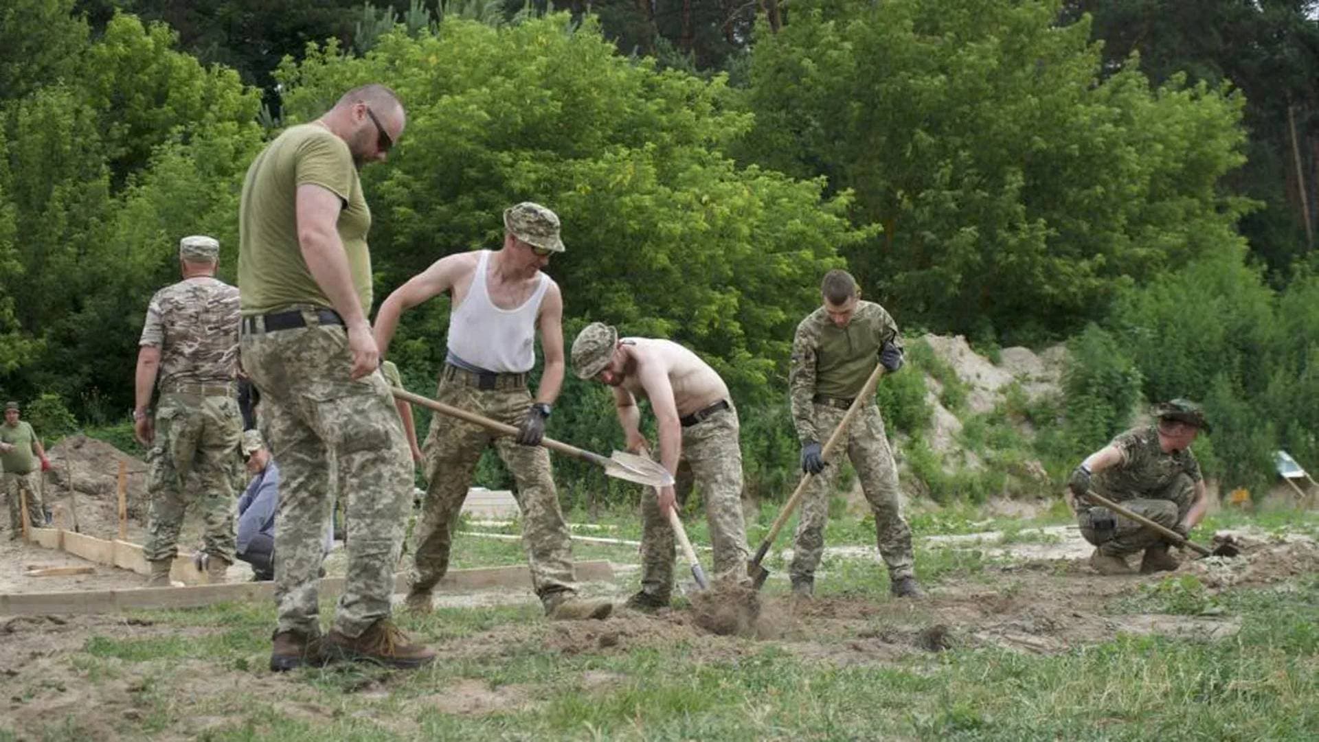 The group of conscripts at this Kyiv training camp