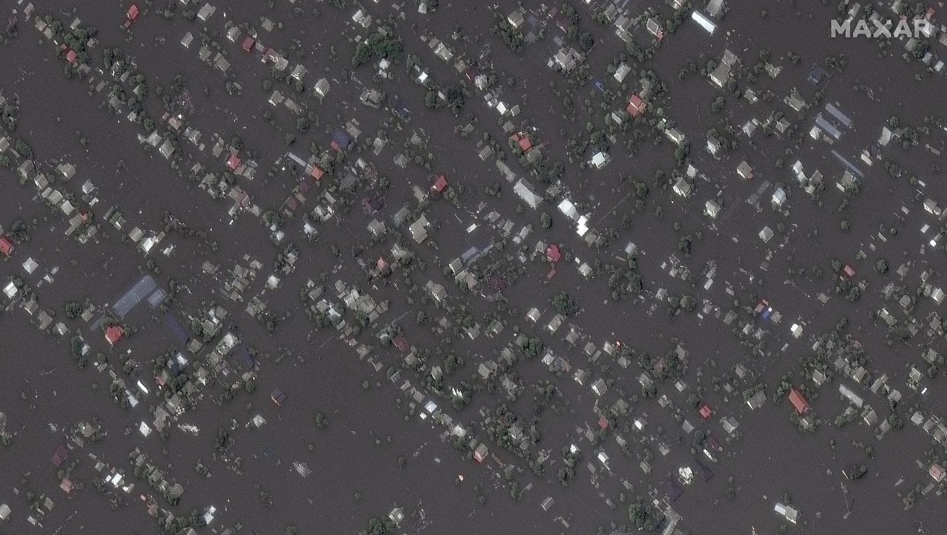 Satellite image  shows Oleshky on June 7, 2023