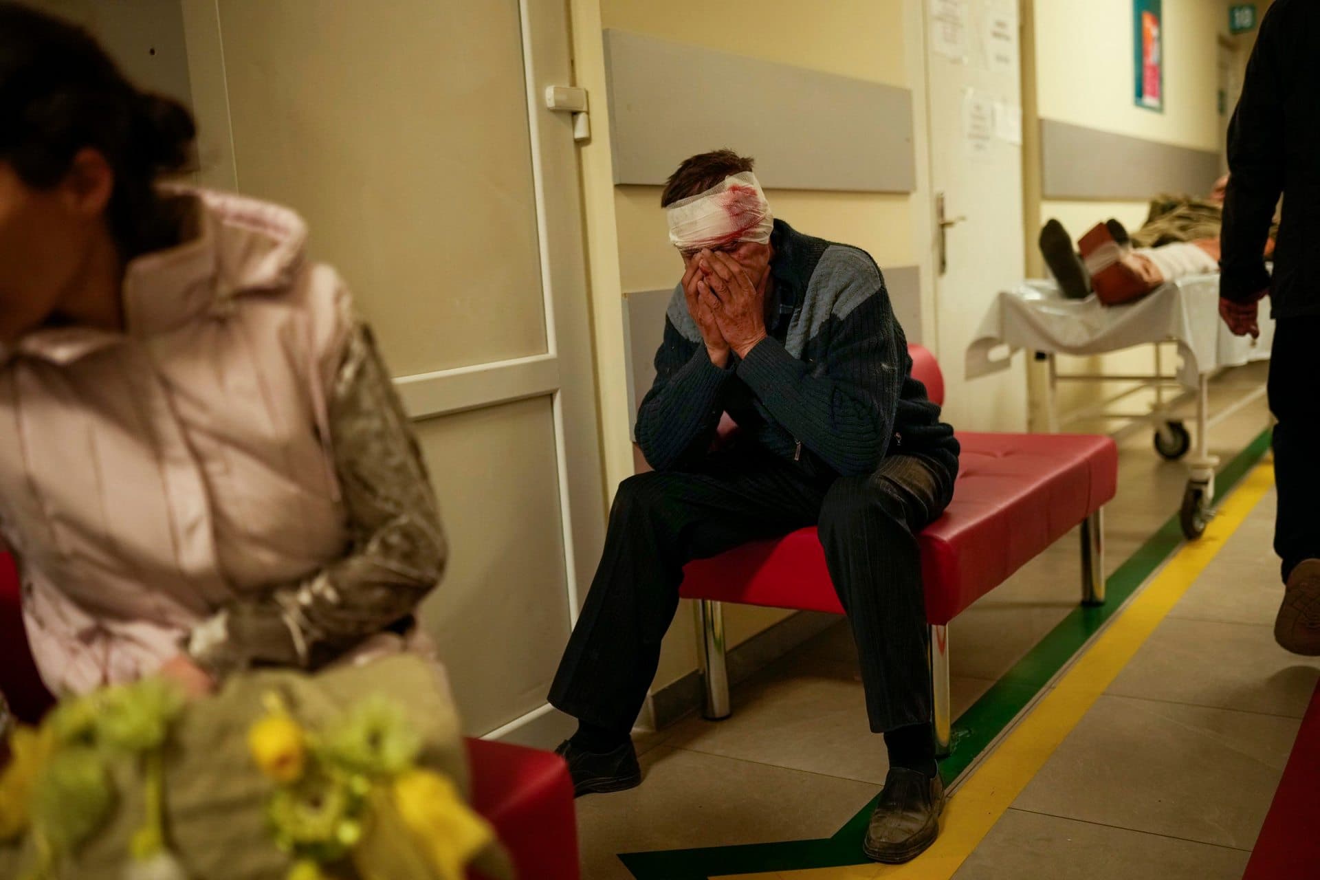 A local resident injured in a Russian strike rests in a hospital in Pokrovsk