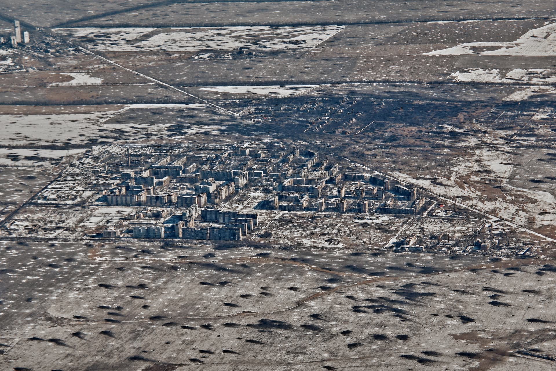 An aerial view of Vuhledar