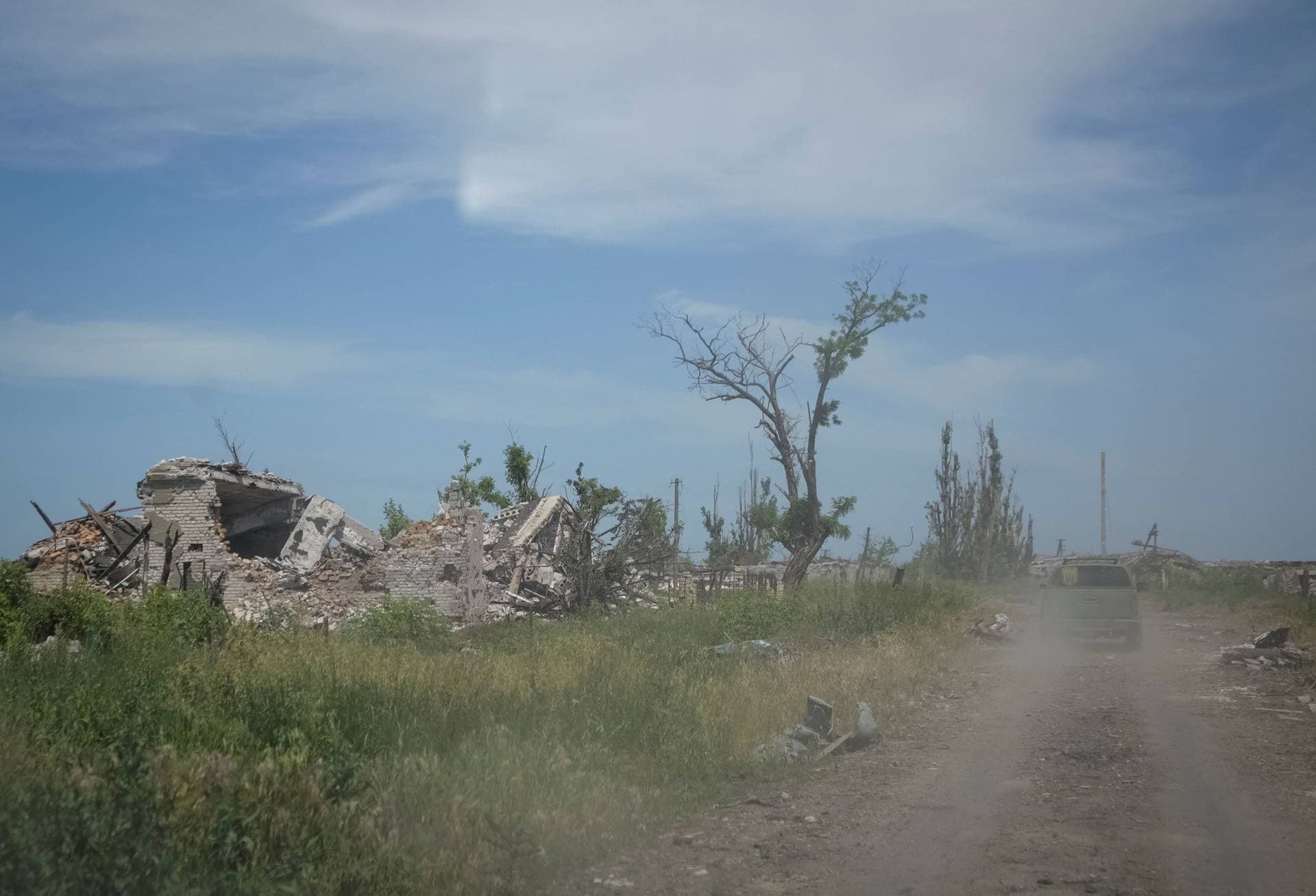 The shattered village of Neskuchne lies roughly 90 kilometers southwest of the city of Donetsk, one of several axes where Kyiv is trying to break through Russian lines.