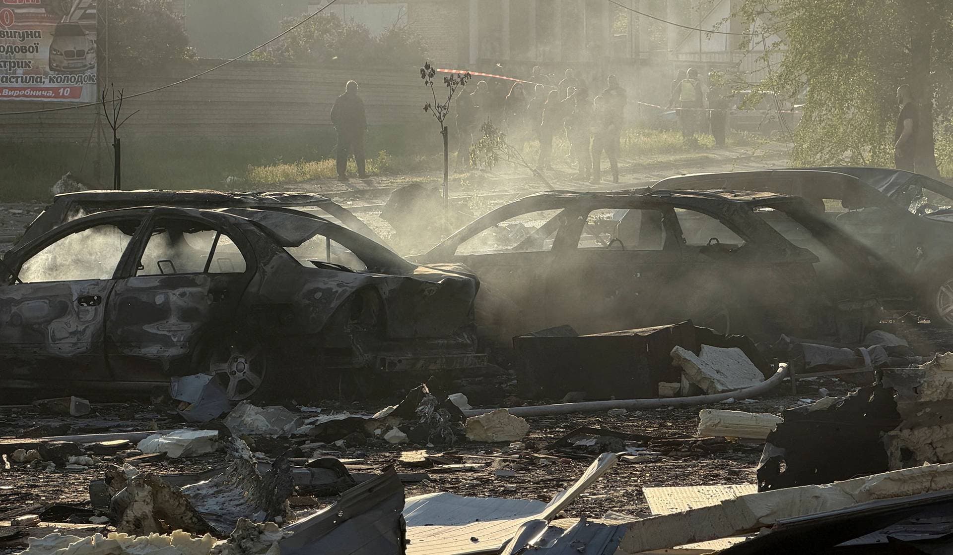 A site of a Russian air strike in Zaporizhzhia