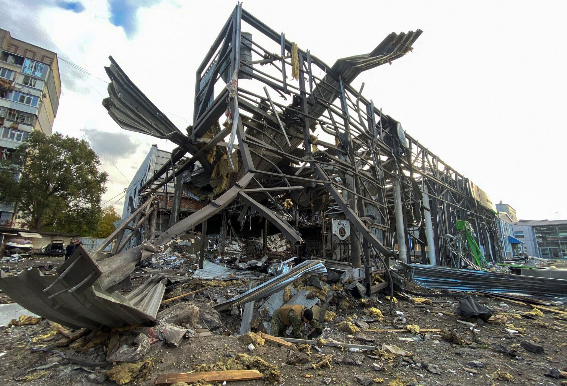 An office building of a car retailer destroyed during a Russian missile attack in Zaporizhzhia