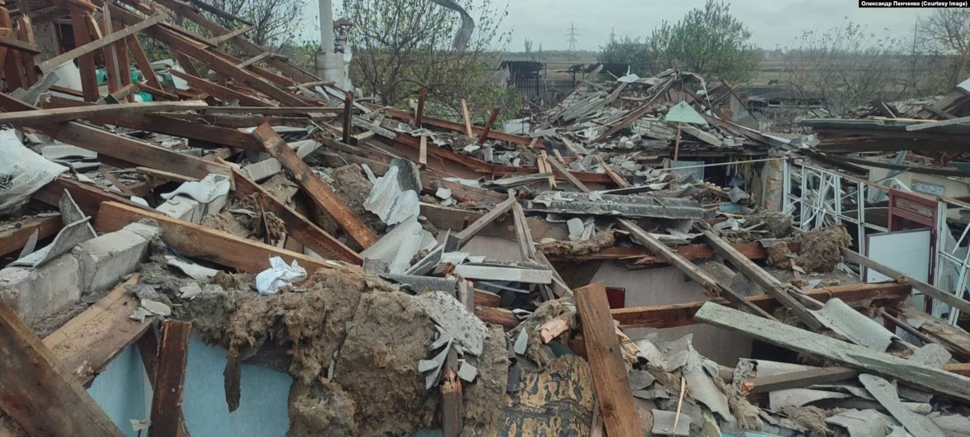 The house was destroyed by the Russian missile strike on the village of Zarichne