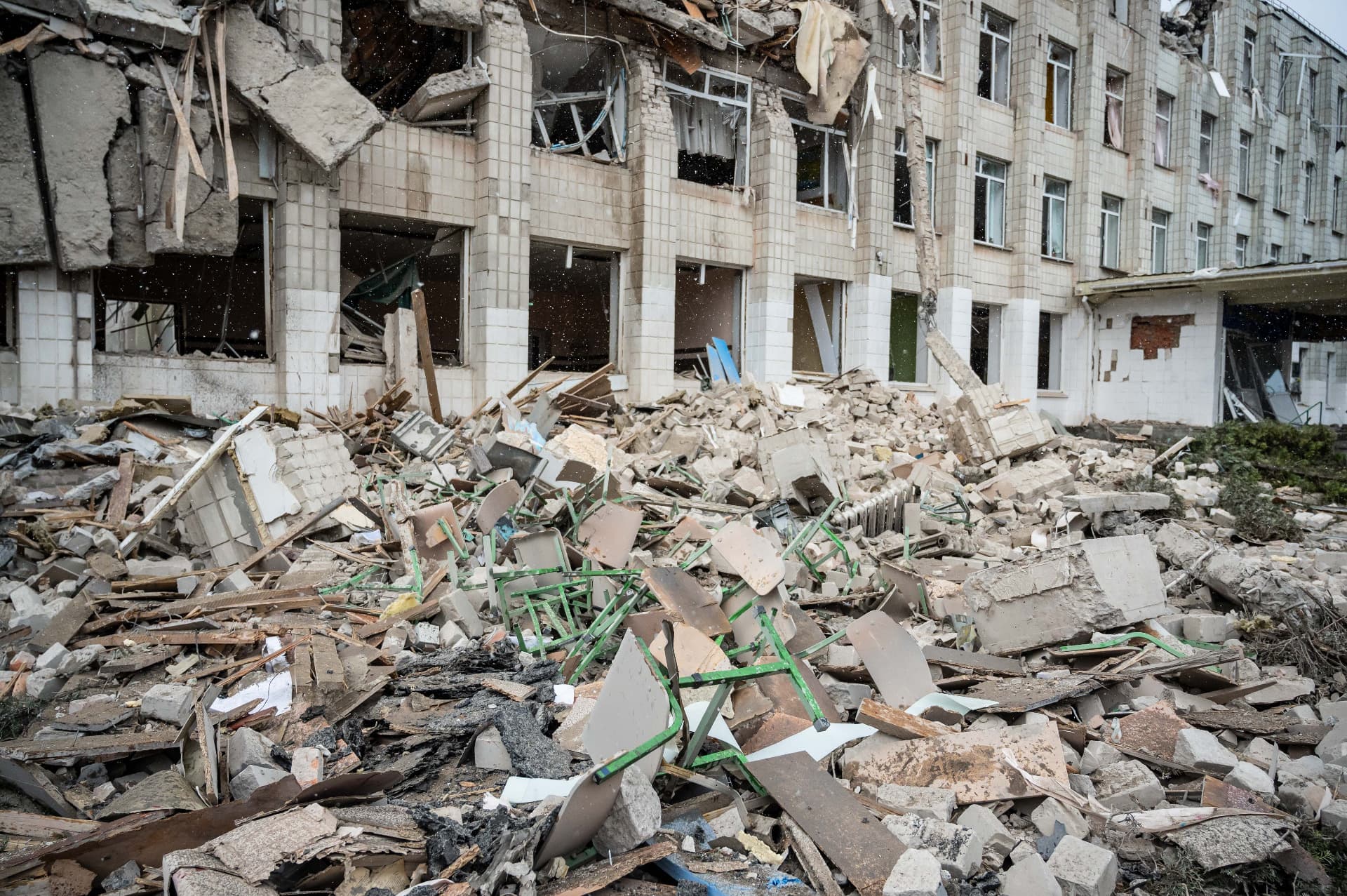  Destroyed Zhytomyr City Lyceum No. 25 after rocket attacks